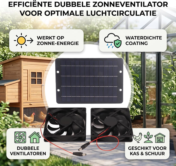 Solar Ventilator 10W 12V wasserdicht Dual für Gewächshaus Hühnerstall | 10W Solarpanel 12V Dual-Lüft