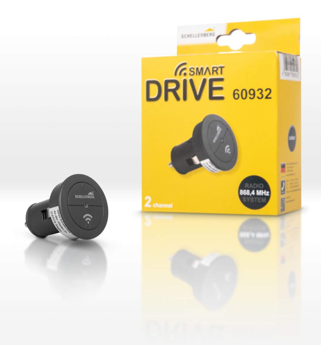 Schellenberg 60932 Garagentor Fernbedienung Funk-Autosender Smart DRIVE, 2-Kanal, 868,4 MHz, Tor aus