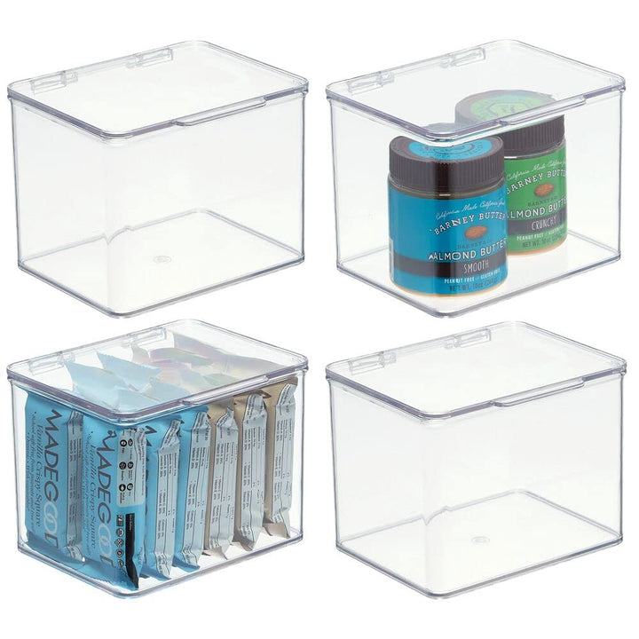 mDesign Küchen Organizer – stapelbare Vorratsdosen für Küchenregal und Vorratskammer – Kühlschrankbo