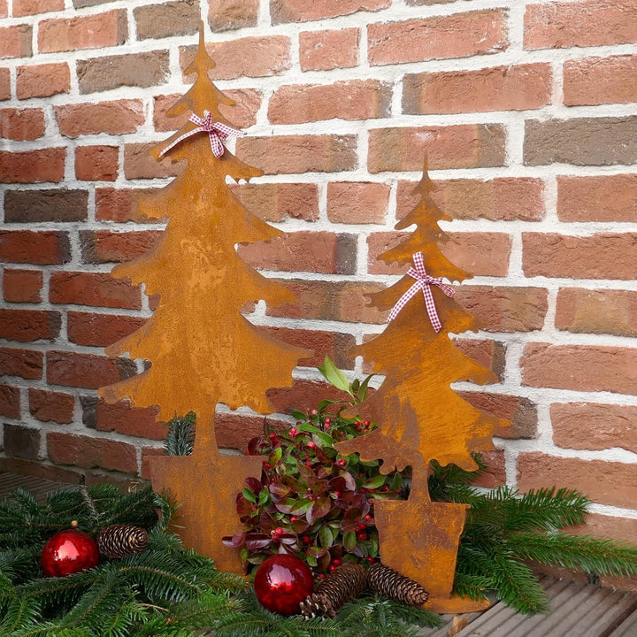 Storm's Gartenzaubereien Tannenbaum Rostdeko aus Metall gross und klein in Rostoptik 75-57cm Weihnac