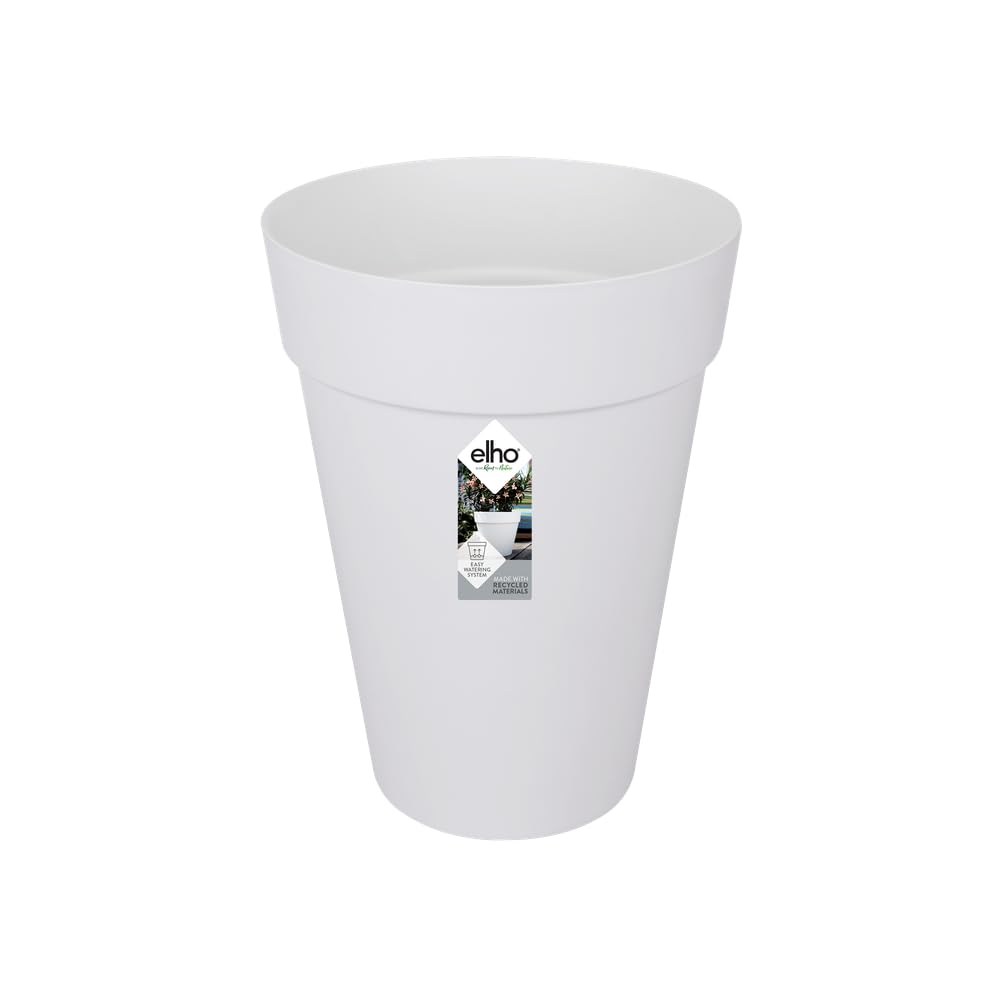 elho loft urban Rund Hoch 35 Blumentopf – Runder Blumentopf in Weiss – Stilvolle Dekoration für den