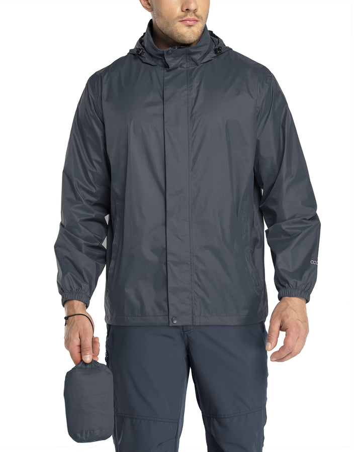 33,000ft Regenjacke Herren Leicht Wasserdicht Faltbare Regenmantel mit Kapuze Fahrrad Rain Windbreak