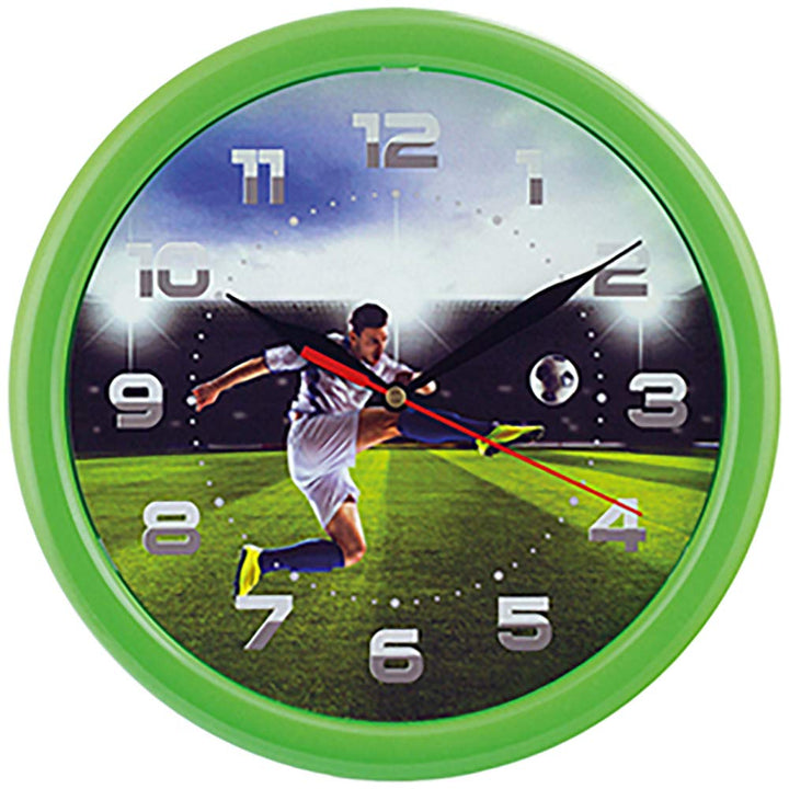 Selva Kinderwanduhr – Fussball-Motiv – ABS-Gehäuse – Plastikglas – Geräuschlos – Ø 25 cm
