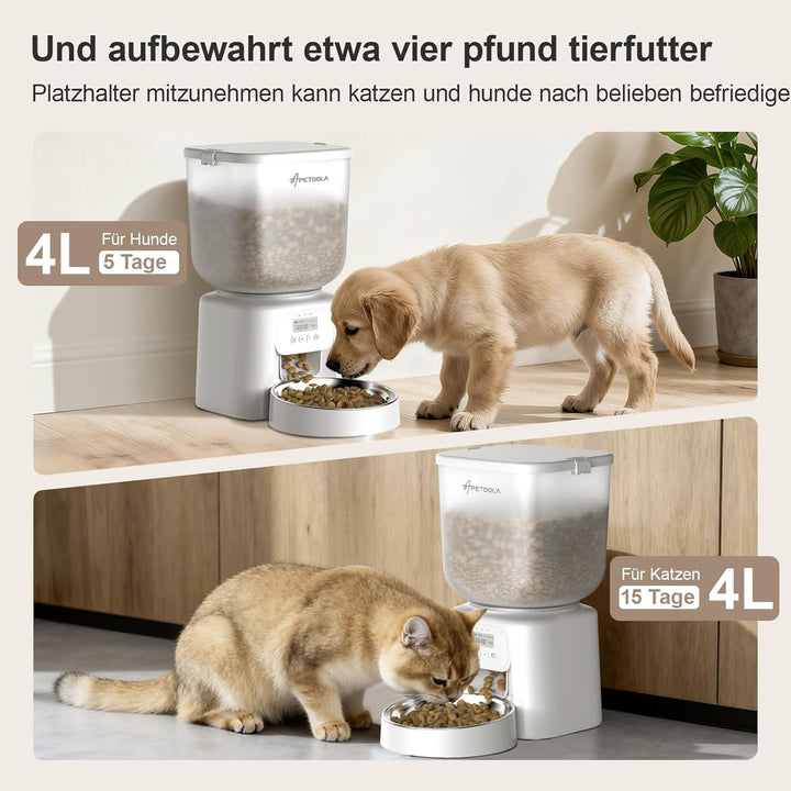 Automatischer Futterspender für Hunde, 5 l, zeitgesteuert, programmierbar, 1–6 Mahlzeiten für Katzen
