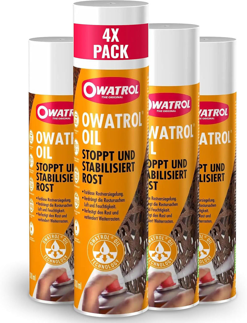 OWATROL® Rostschutz Spray 4 x [ 300ml ] - Für Metalle, Kunststoff, Glas, Holz, Farben & Lacke - Grun