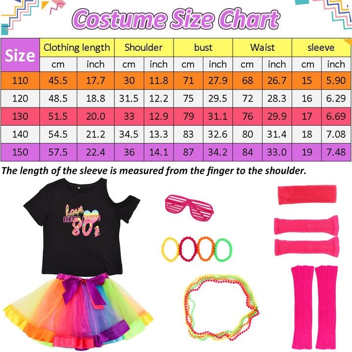 Firecos 80er Jahre Kostüm für Kinder Cosplay Thema Anzug Fancy Kleid 80er Jahre Outfit Kleid Zubehör