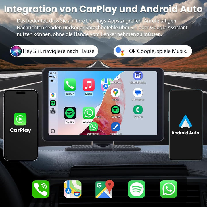 Tragbare CarPlay Display, Wireless Android Auto Monitor, IPS Touchscreen Bildschirm, Bluetooth-Freis