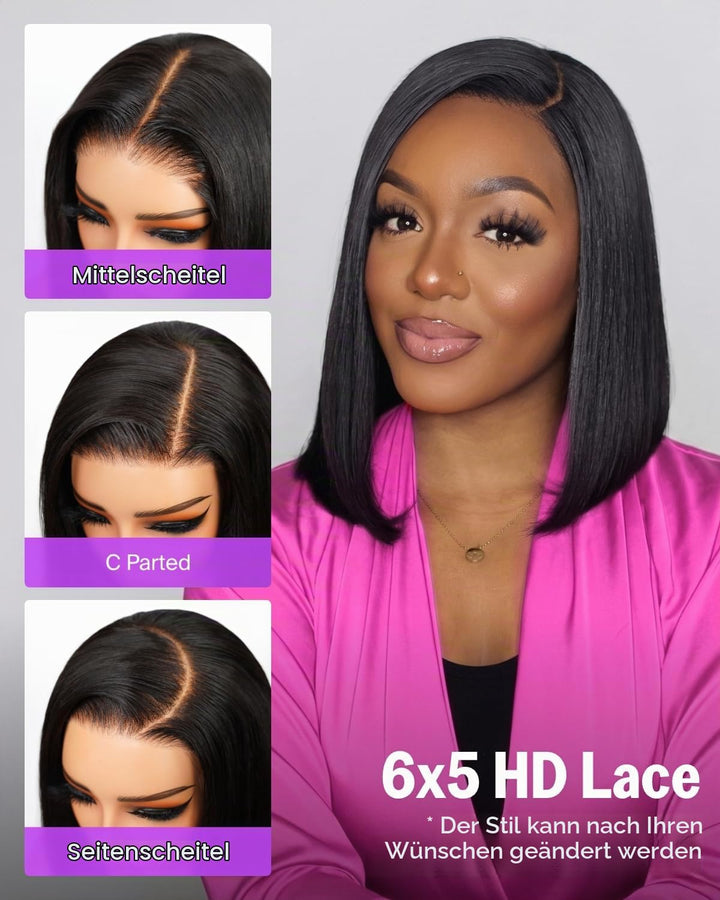 Wear and Go Glueless Bob Wig Human Hair For Black Echthaar Perücke Pre Cut 5x6 HD Lace Front Human H