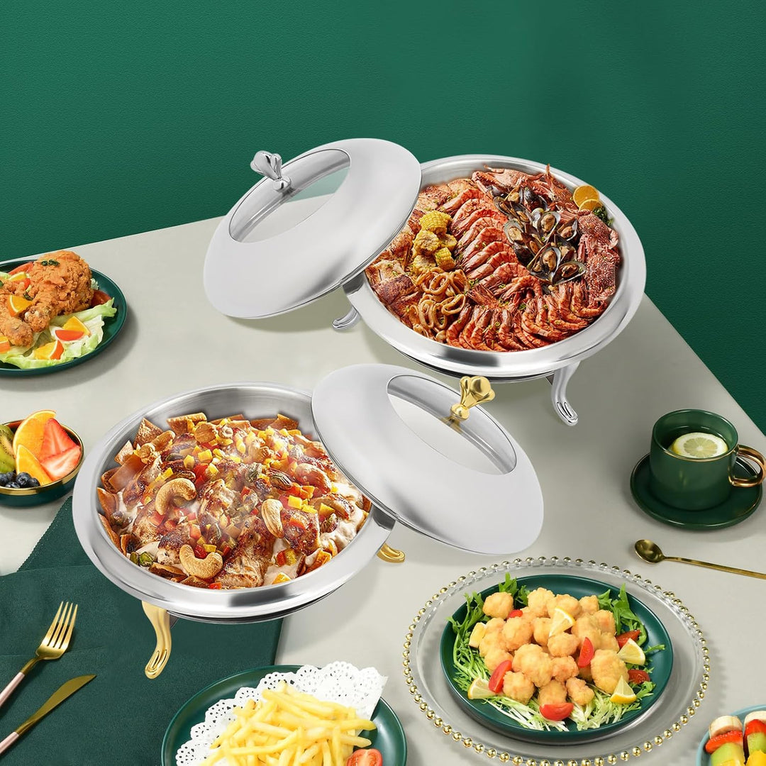 Speisewärmer mit Deckel, Edelstahl, Warmhalteplatte, Buffet, Chafing Dish, Warmhalteplatte (Silber),