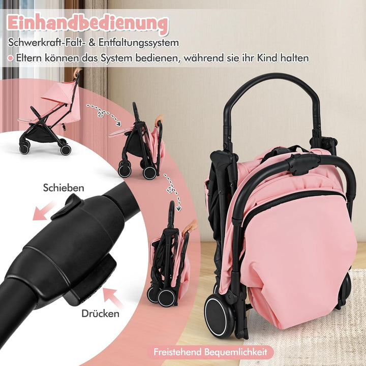 DREAMADE Kinderwagen faltbar, Reisebuggy für Kinder 0-3 Jahren, Buggy mit verstellbarem Sonnendach,