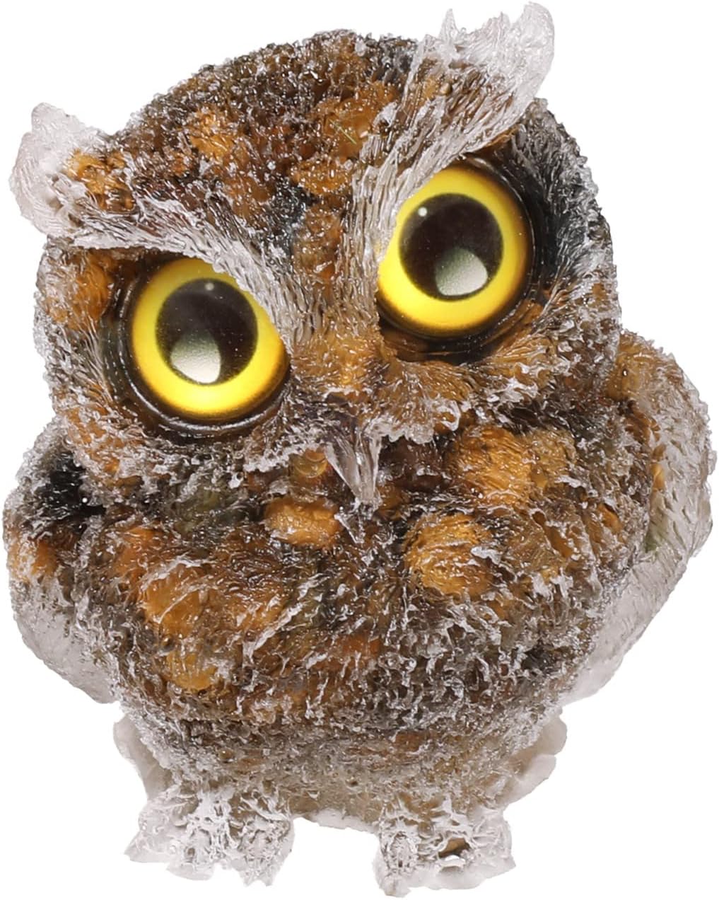 KYEYGWO Tigerauge Nette Kristall Eule Figur Ornamente, Mini Stein Käuzchen Statuen Harz Tier Skulptu