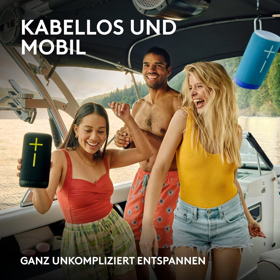 ULTIMATE EARS EVERBOOM kabelloser mobiler Bluetooth-Lautsprecher, satte Bässe, immersiver 360-Grad-S