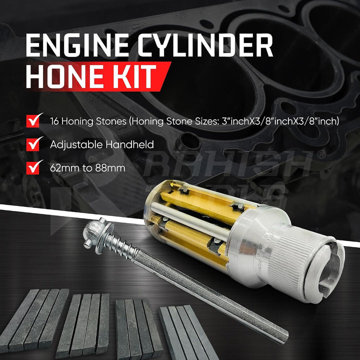 Motorzylinder-Honsatz 62 mm bis 88 mm mit 4 zusätzlichen Trägern. Verstellbarer Hand-Honmaschinen-We