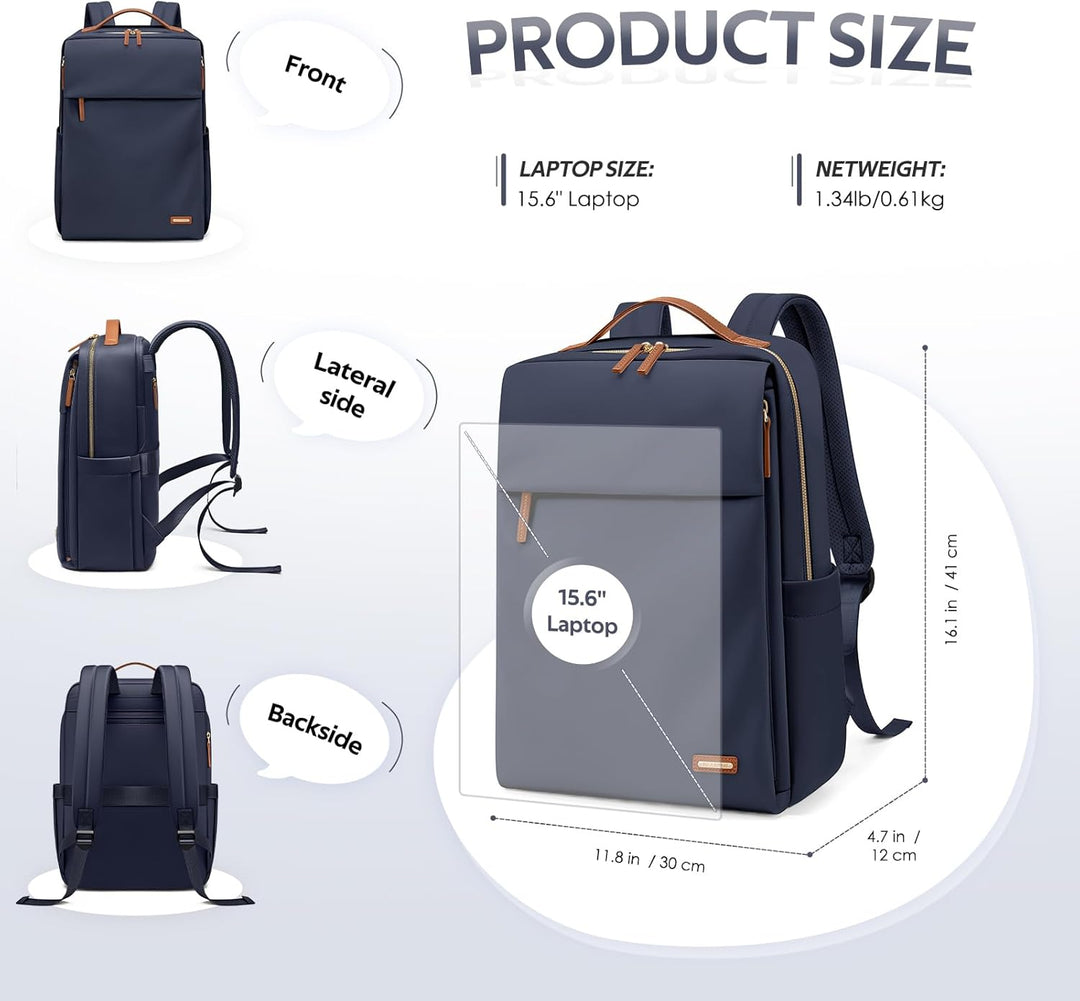Rucksack Damen Laptop Reise Schulrucksack 15.6 Zoll mit Laptopfach, Wasserdicht Multifunktionaler Lä
