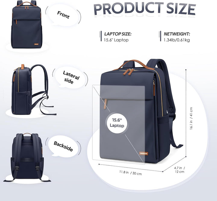 Rucksack Damen Laptop Reise Schulrucksack 15.6 Zoll mit Laptopfach, Wasserdicht Multifunktionaler Lä