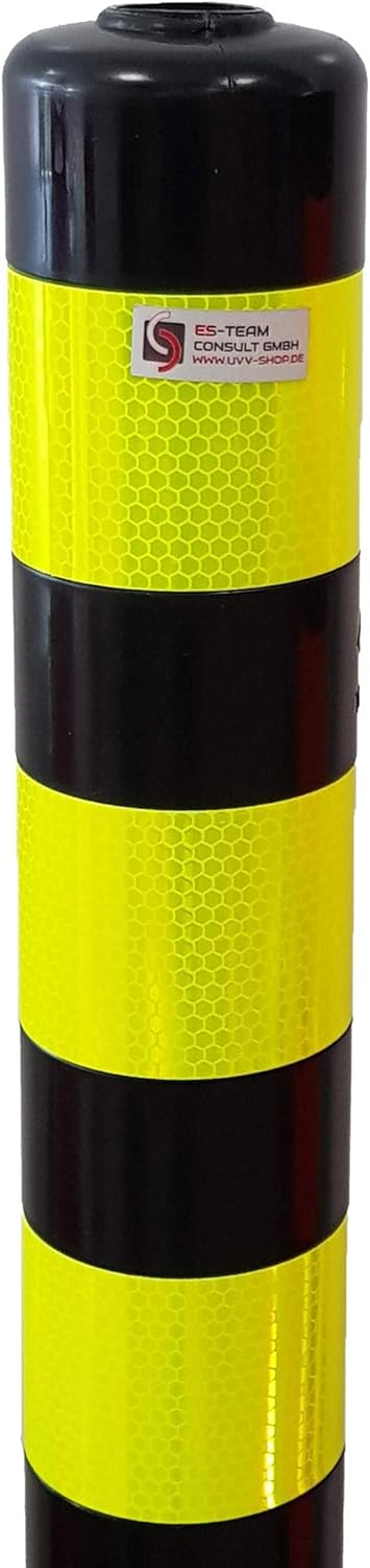 UvV® Reflex Absperrpfosten, Poller 100 cm hoch, flexibel schwarz, reflektierend (1 Stück, Schwarz-Le