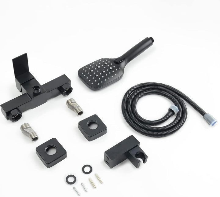 Duscharmatur Set,Wandmontage Brausebatterie mit Handbrause, Schwarz mischbatterie für dusche,Aufputz