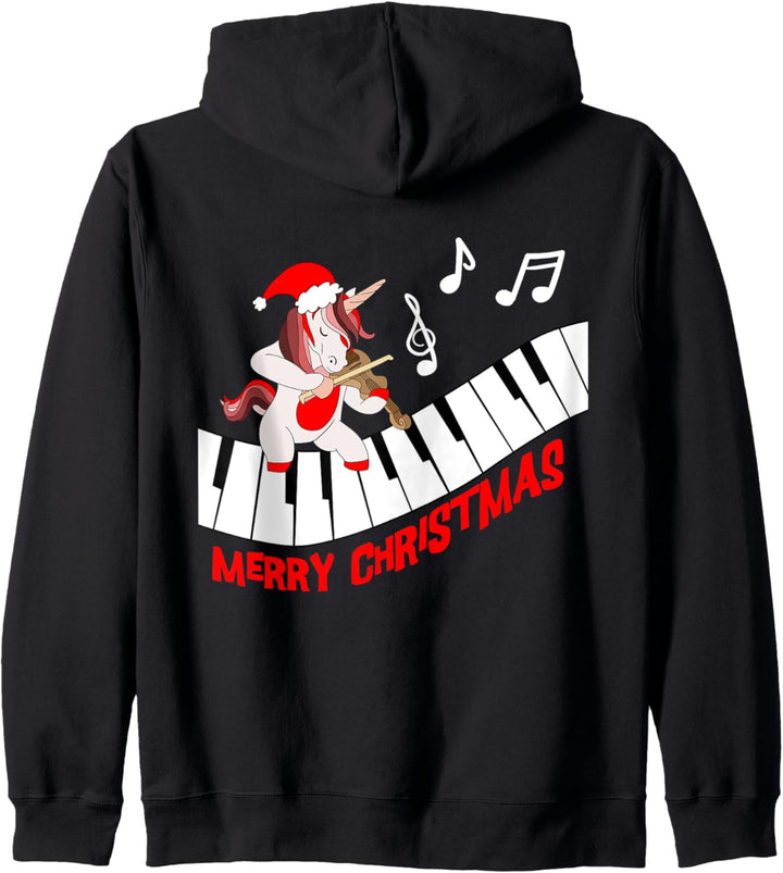 Piano Einhorn Klavier lustige Tiere Musik Merry Christmas Kapuzenjacke
