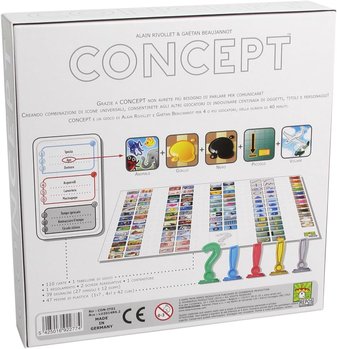 Asmodee - Konzept, Brettspiel, 4-12 Spieler, 10+ Jahre, italienische Ausgabe Konzept Singles, Konzep