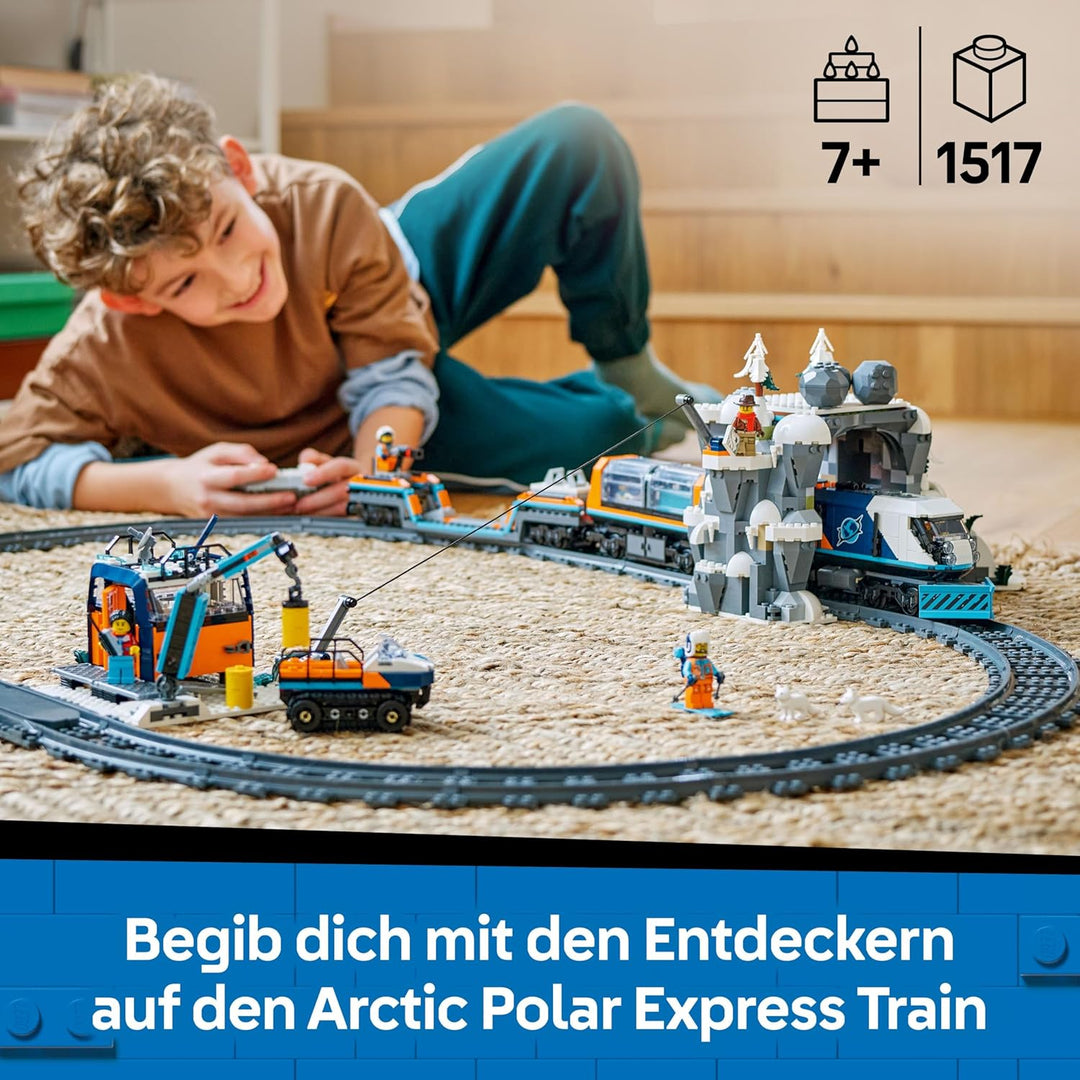 LEGO City Trains Arktis-Polarexpress - Spielzeug mit ferngesteuertem Zug - Schneepflug, 22 Gleissegm