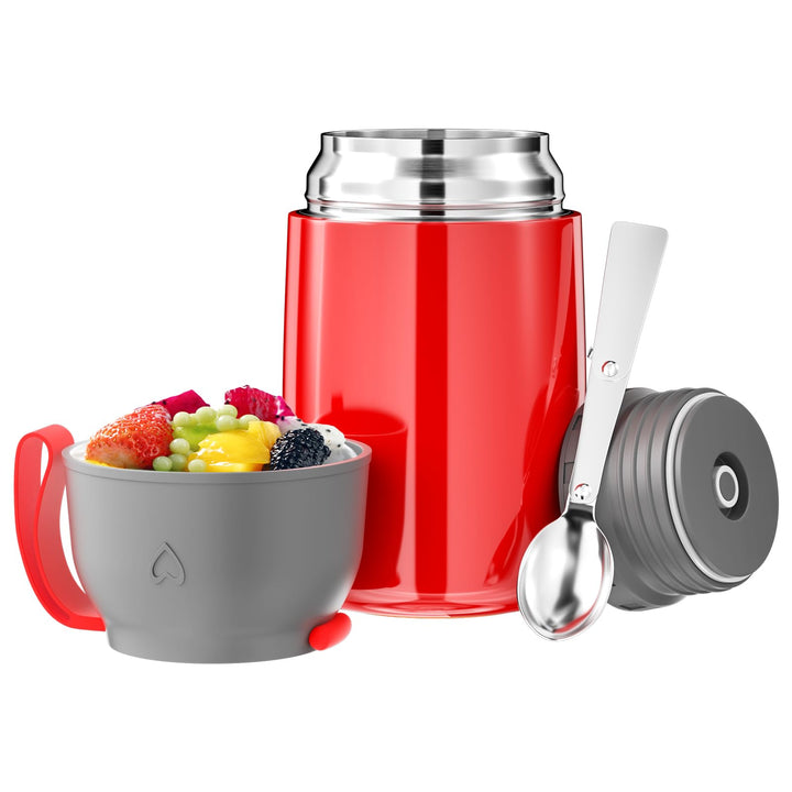 Thermobehälter für Essen 650ml, Lunchbox, Edelstahl Warmhaltebehälter mit Löffel, Thermobecher Essen