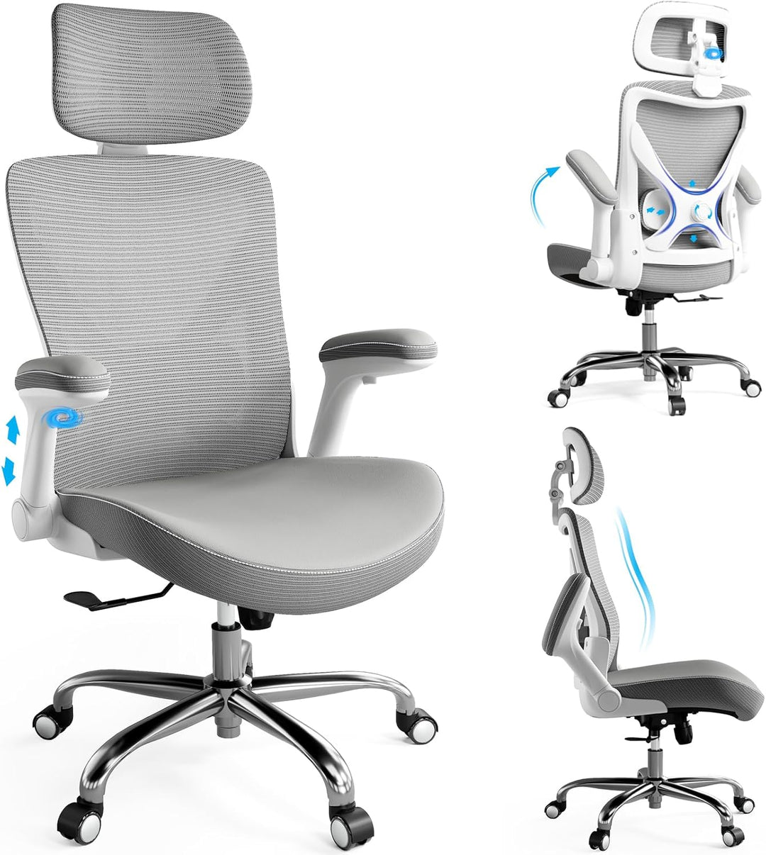 TRALT Ergonomischer Bürostuhl - Office Chair Bürostuhl PU-Leder Verstellbarer Lendenwirbelstütze Des