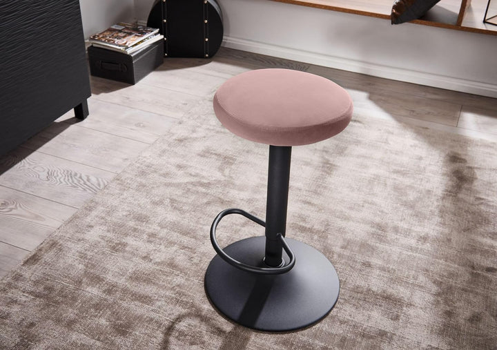 FineBuy Barhocker Samt Hocker ohne Lehne 58-79 cm | Küchenhocker Stoff/Metall 100kg | Design Barstuh