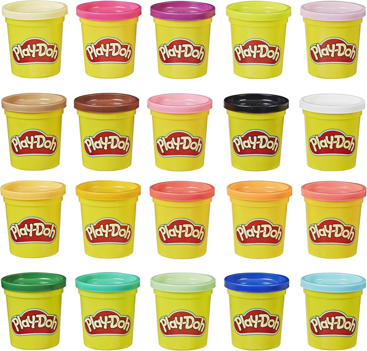 Play-Doh Super Colour Set mit 20 Dosen Modelliermasse (insgesamt 1,6 kg), Bastelset zum gemeinsamen