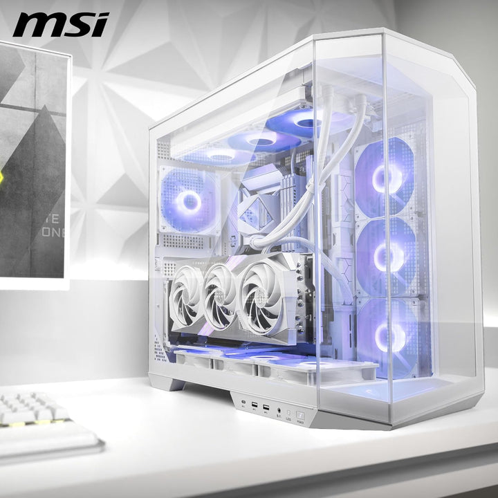 MSI MAG PANO 100R PZ Weiss ATX PC-Gehäuse - ATX-Kapazität &amp; Back-Connect Mainboard Unterstützung, Ve