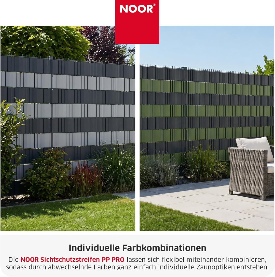 NOOR Zaunblende PP PRO 650 g/m2 Anthrazitgrau I 0,19 x 35 m I Der ideale Sichtschutz für Ihren Doppe