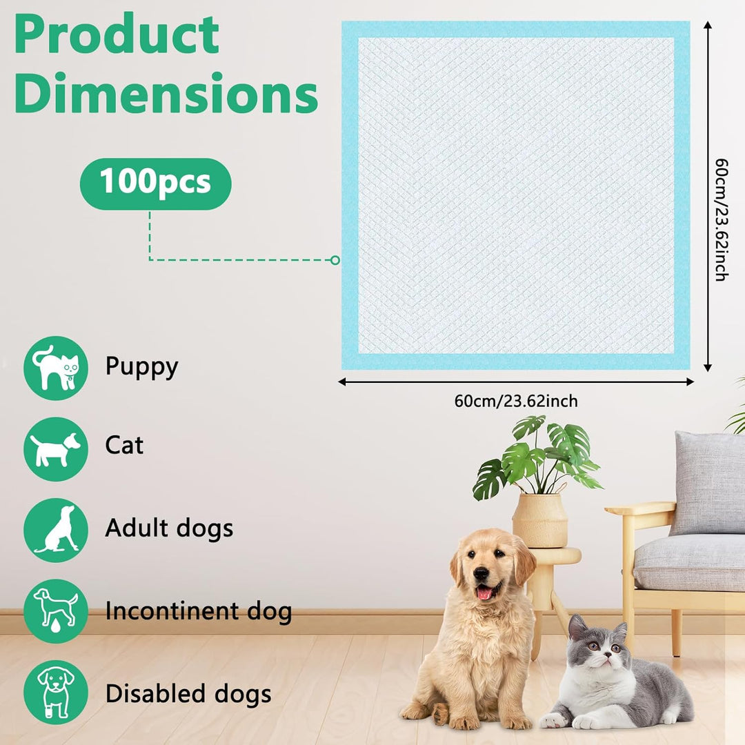 60X60 cm PIPI Matten für Hunde, 100 Stück Trainingspads für Welpen, Puppy Pads Verfügen über EIN Sec