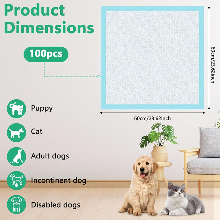 60X60 cm PIPI Matten für Hunde, 100 Stück Trainingspads für Welpen, Puppy Pads Verfügen über EIN Sec