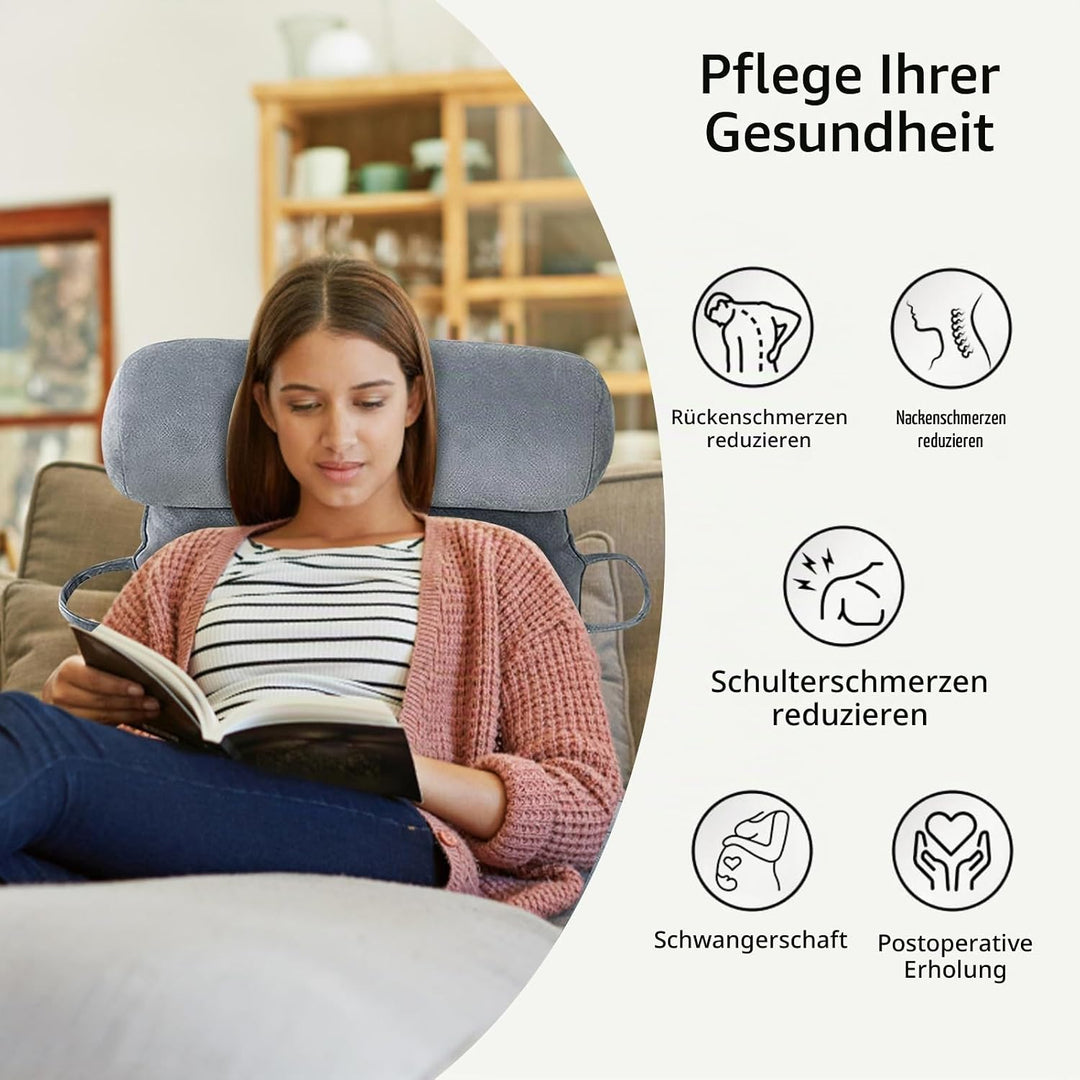 MINGPINHUIUS XL Lesekissen für Bett und Sofa mit Abnehmbarer Nackenrolle, Ideal Erwachsenen Rückenki