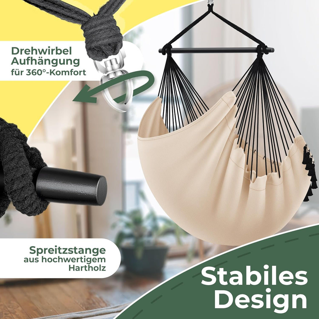 KESSER® Hängesessel Safari XXL Hängestuhl für Erwachsene & Kinder Hängematte bis 150 kg Hängesitz Au