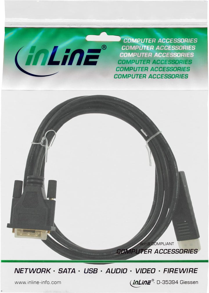 InLine DisplayPort zu DVI Konverter Kabel, schwarz, 3m