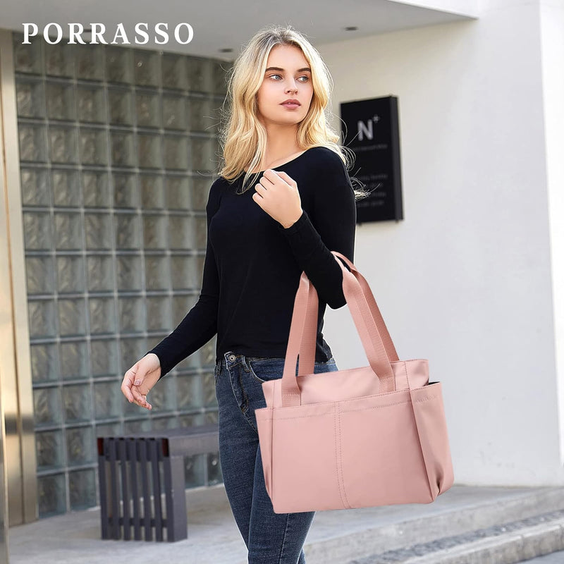 PORRASSO Schultertasche Nylon Handtasche Damen Hobotasche Tote Shopper Henkeltasche für Schule Reise