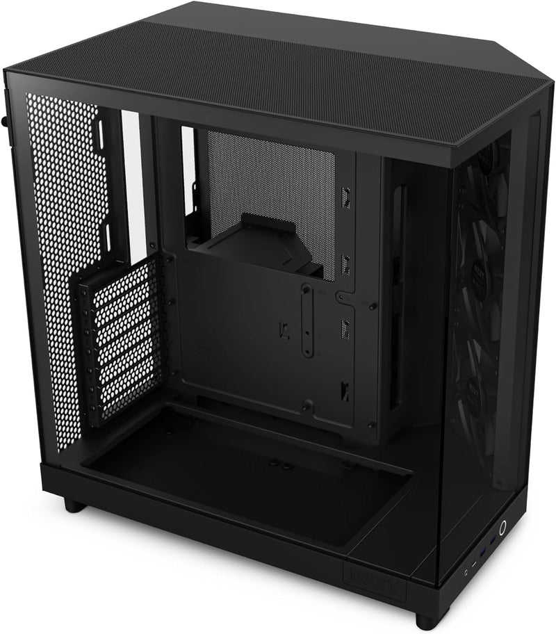 NZXT H6 Flow | CC-H61FB-01 | Kompaktes Mid-Tower Gehäuse mit zwei Kammern | Glaspaneele mit Panorama