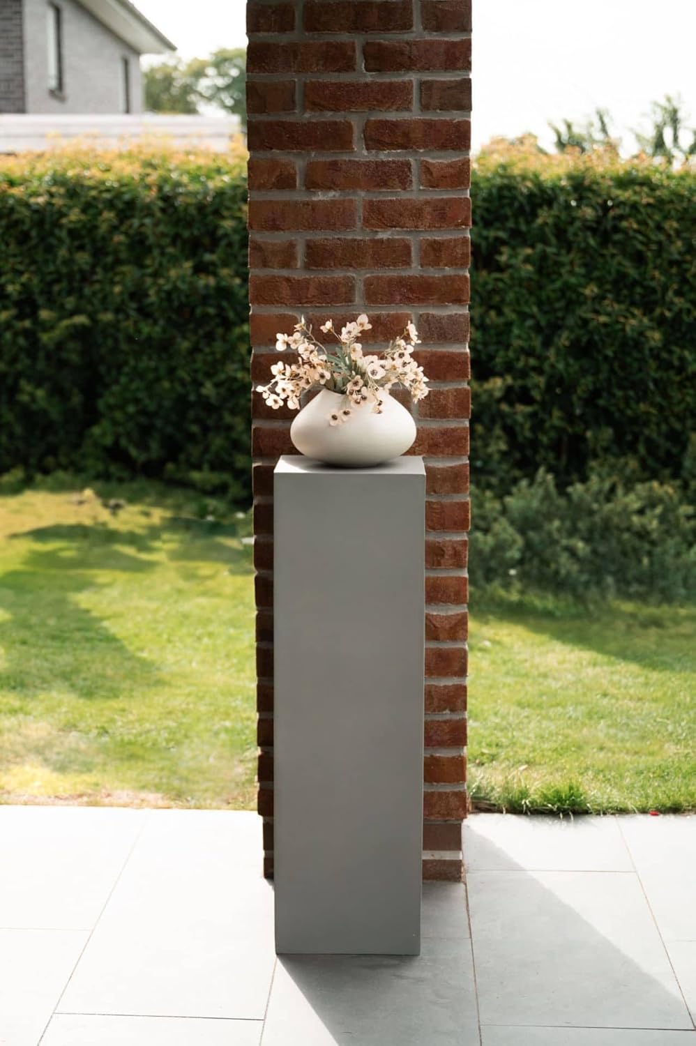 VIVANNO Podest Deko-Säule Stele Blumenständer Fiberglas Betonoptik Grau 30x30x100 30x30x100 cm Beton