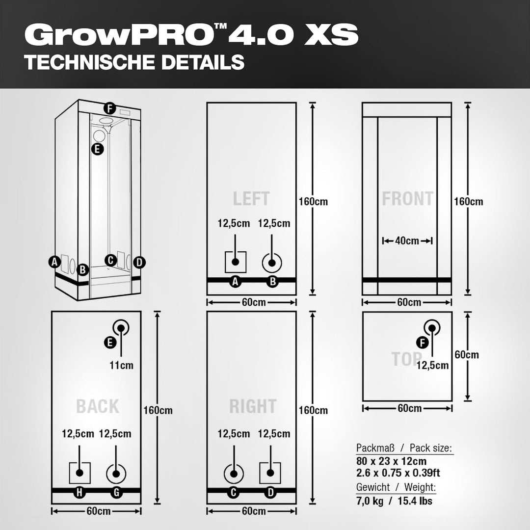 GrowPRO 4.0 XS Growbox 60x60x160cm | Growzelt in Zwei Farben: Beige oder Chive (Chive), Chive