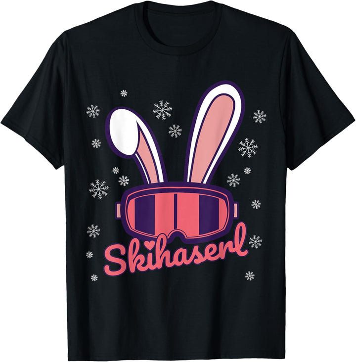 Skifahren Skifahrerin Apres Ski Skihaserl Skihase Damen Fun T-Shirt