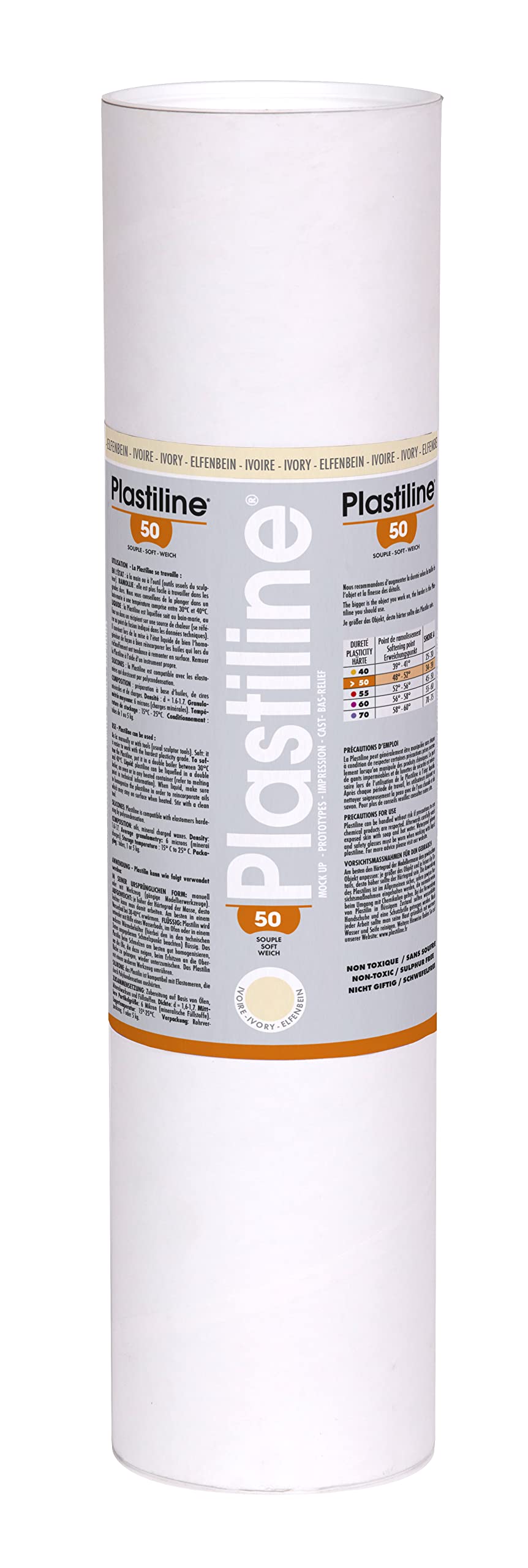 Herbin 5150T - Plastilin für den Modellbau, 5 kg, zum modelieren, HG50, flexibel, 1 Dose, Elfenbein