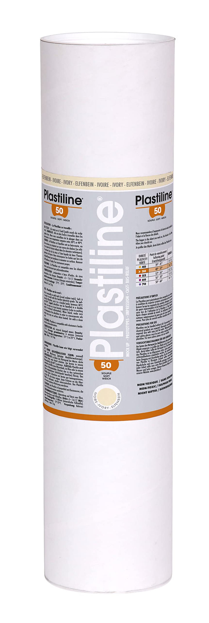 Herbin 5150T - Plastilin für den Modellbau, 5 kg, zum modelieren, HG50, flexibel, 1 Dose, Elfenbein