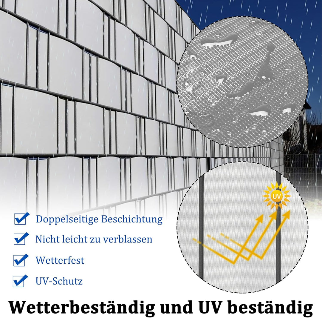 UISEBRT PVC Sichtschutzstreifen für Doppelstabmatten, 65 m x 19 cm Doppelstabmattenzaun, Blickdichte