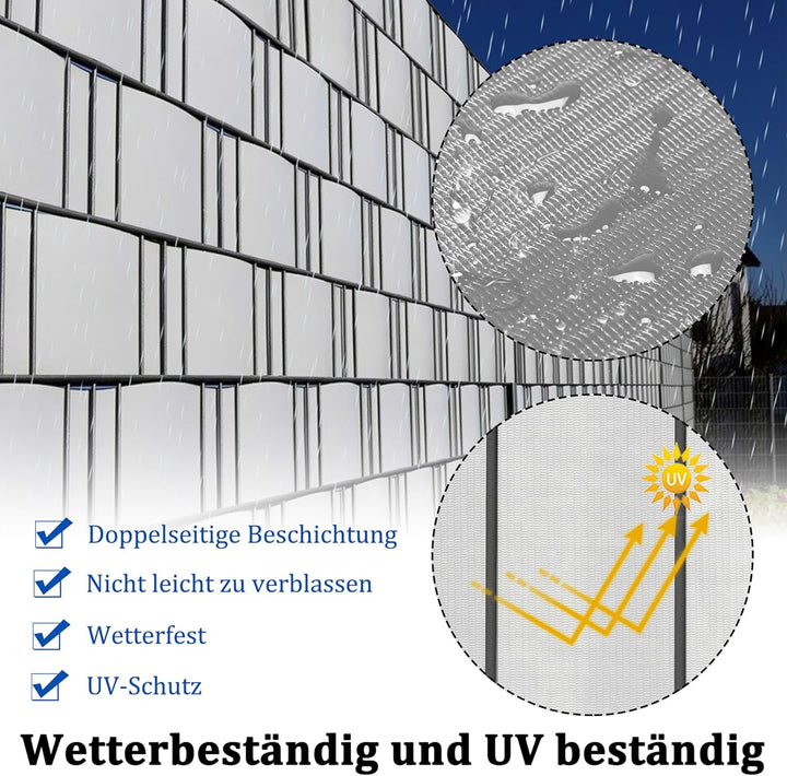 UISEBRT PVC Sichtschutzstreifen für Doppelstabmatten, 65 m x 19 cm Doppelstabmattenzaun, Blickdichte