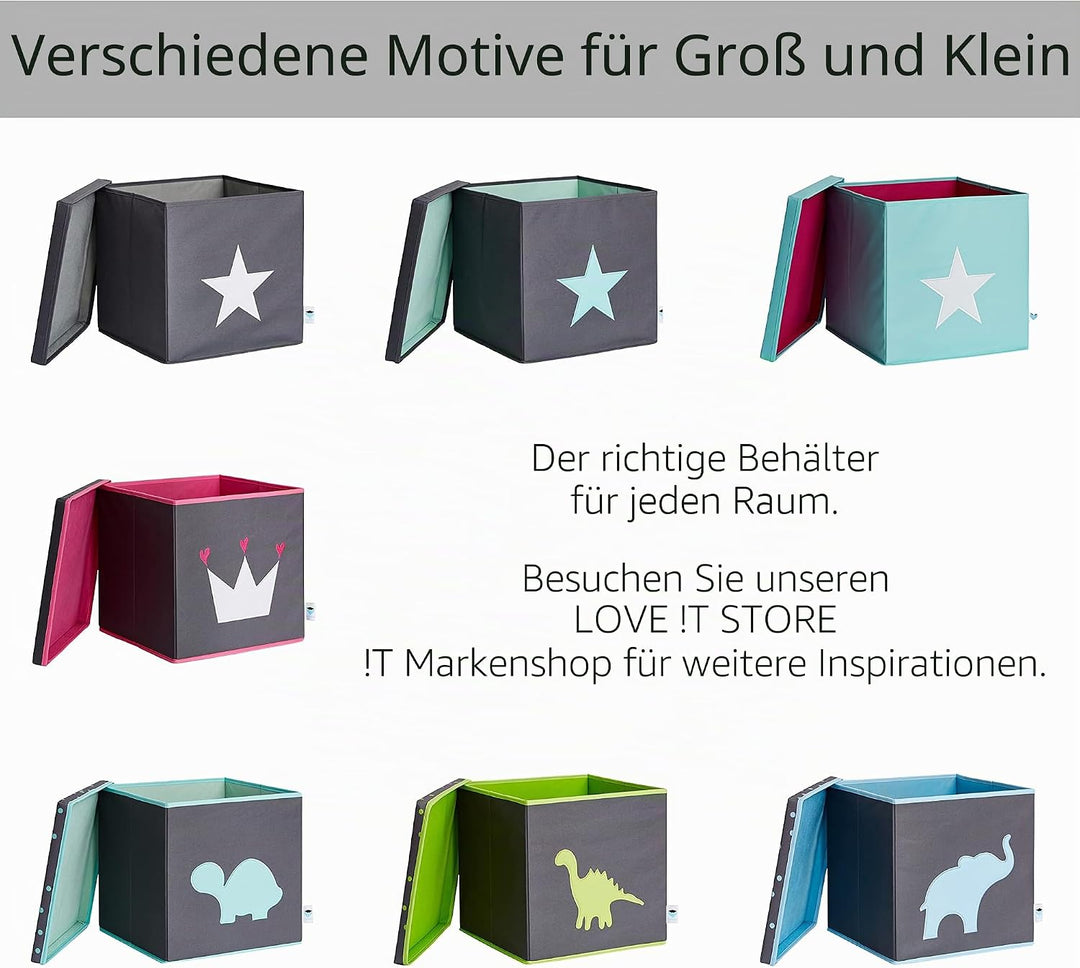 LOVE IT STORE IT Aufbewahrungsbox mit Deckel - Kallax Boxen aus Stoff - Verstärkt mit Holz -Quadrati