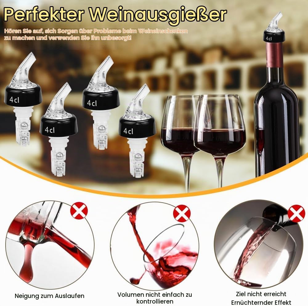 4 Stück Flaschenausgiesser Spirituosen 4cl Dosierer für Flaschen, Ausgiesser für Spirituosen 4cl mit