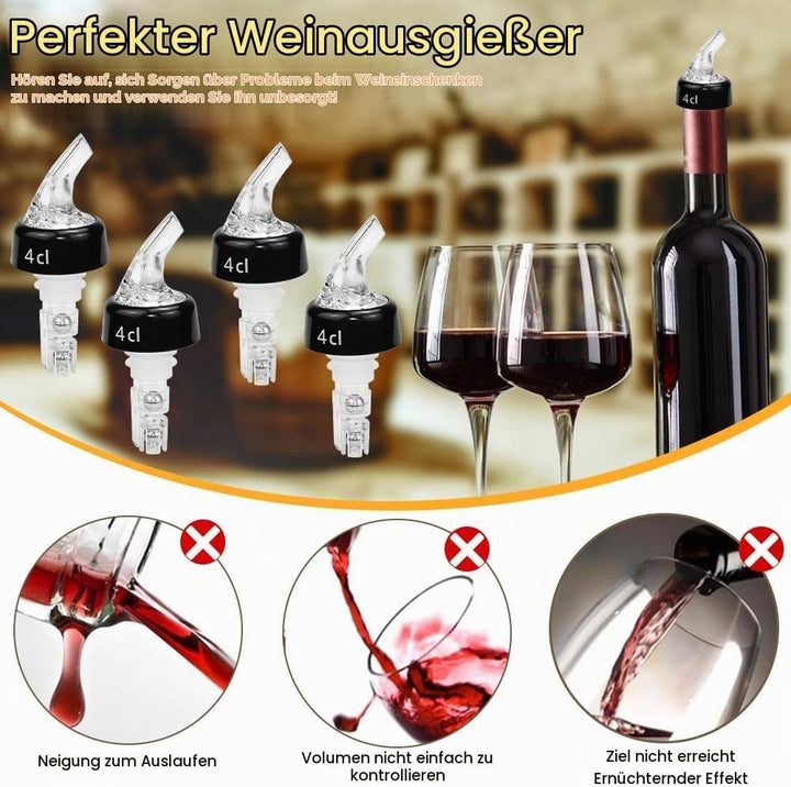 4 Stück Flaschenausgiesser Spirituosen 4cl Dosierer für Flaschen, Ausgiesser für Spirituosen 4cl mit