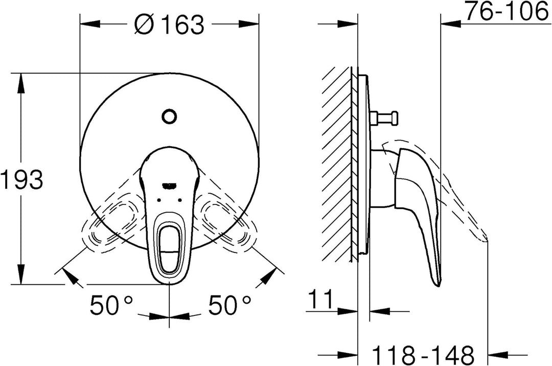 GROHE Eurostyle Einhand-Brausebatterie, offener Hebelgriff, 19506003, Brausebatterie