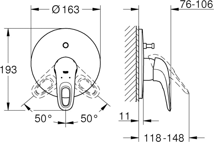 GROHE Eurostyle Einhand-Brausebatterie, offener Hebelgriff, 19506003, Brausebatterie