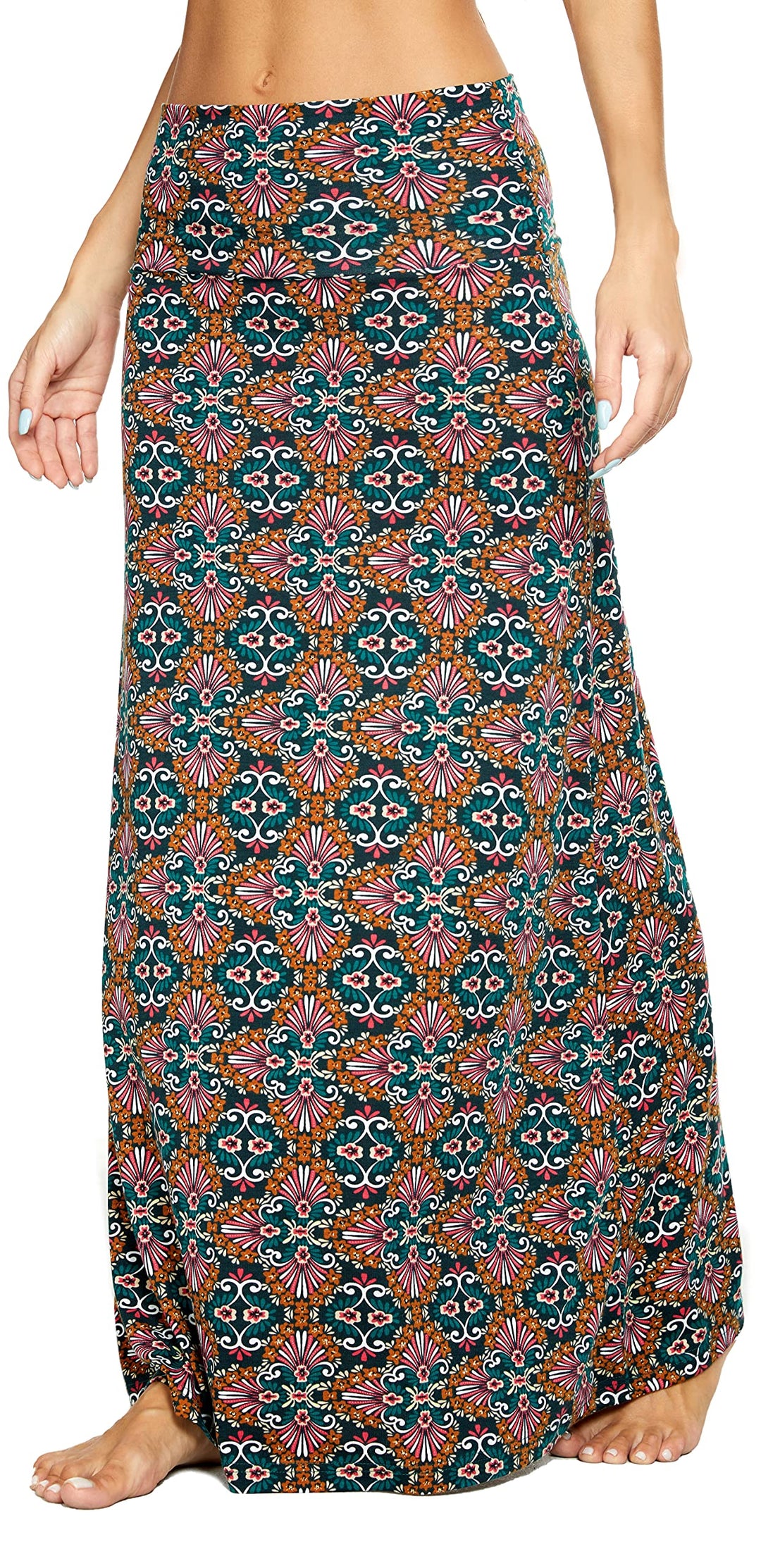 Damen Boho Lang Rock Weicher Dehnbarer Maxirock L 11, L 11